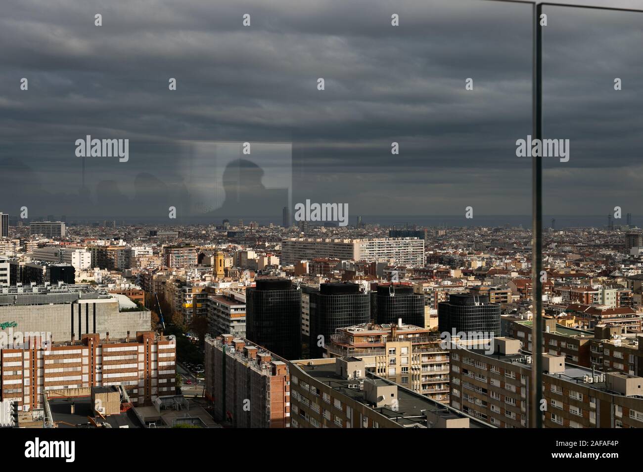 Blick auf Barcelona von der Avenida Diagonal, Barcelona. Katalonien, Spanien Stockfoto