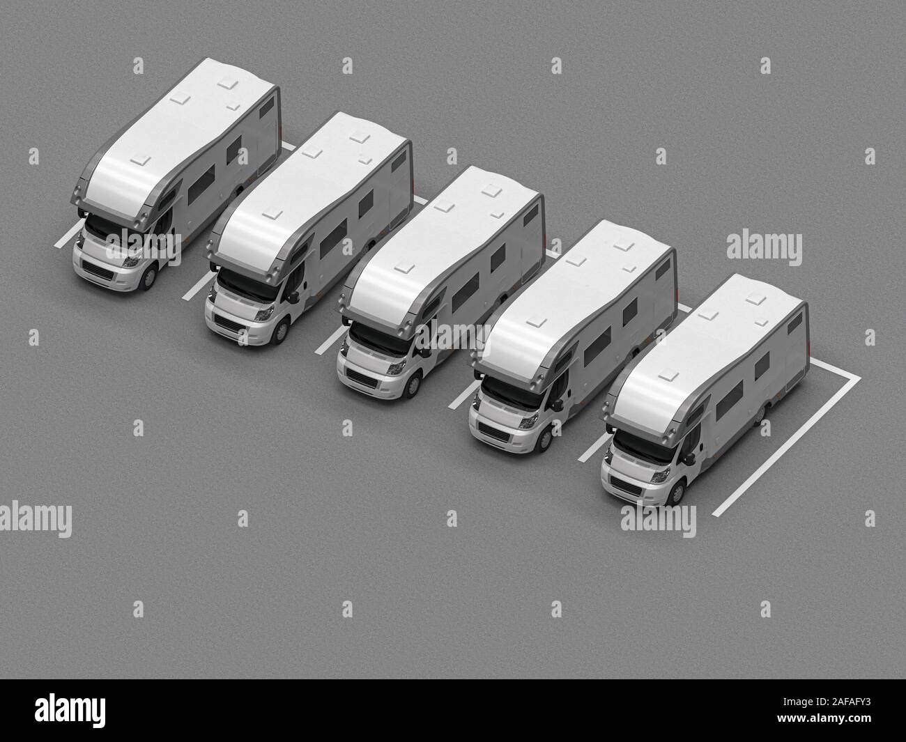 Parken mit Camping cars. 3D-Rendering Stockfoto