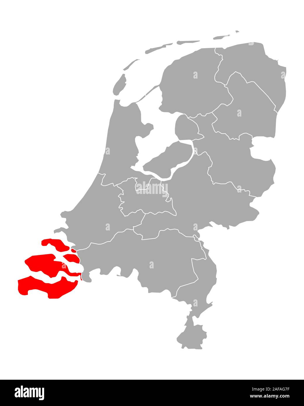 Karte von Zeeland in den Niederlanden Stockfoto