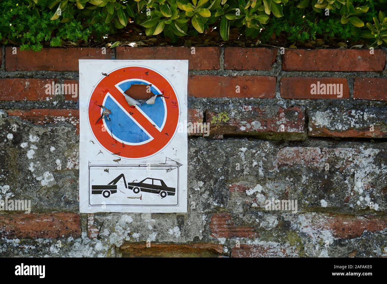 Verbot parkplatz Ampel auf der Straße in der Stadt Bilbao Spanien Stockfoto