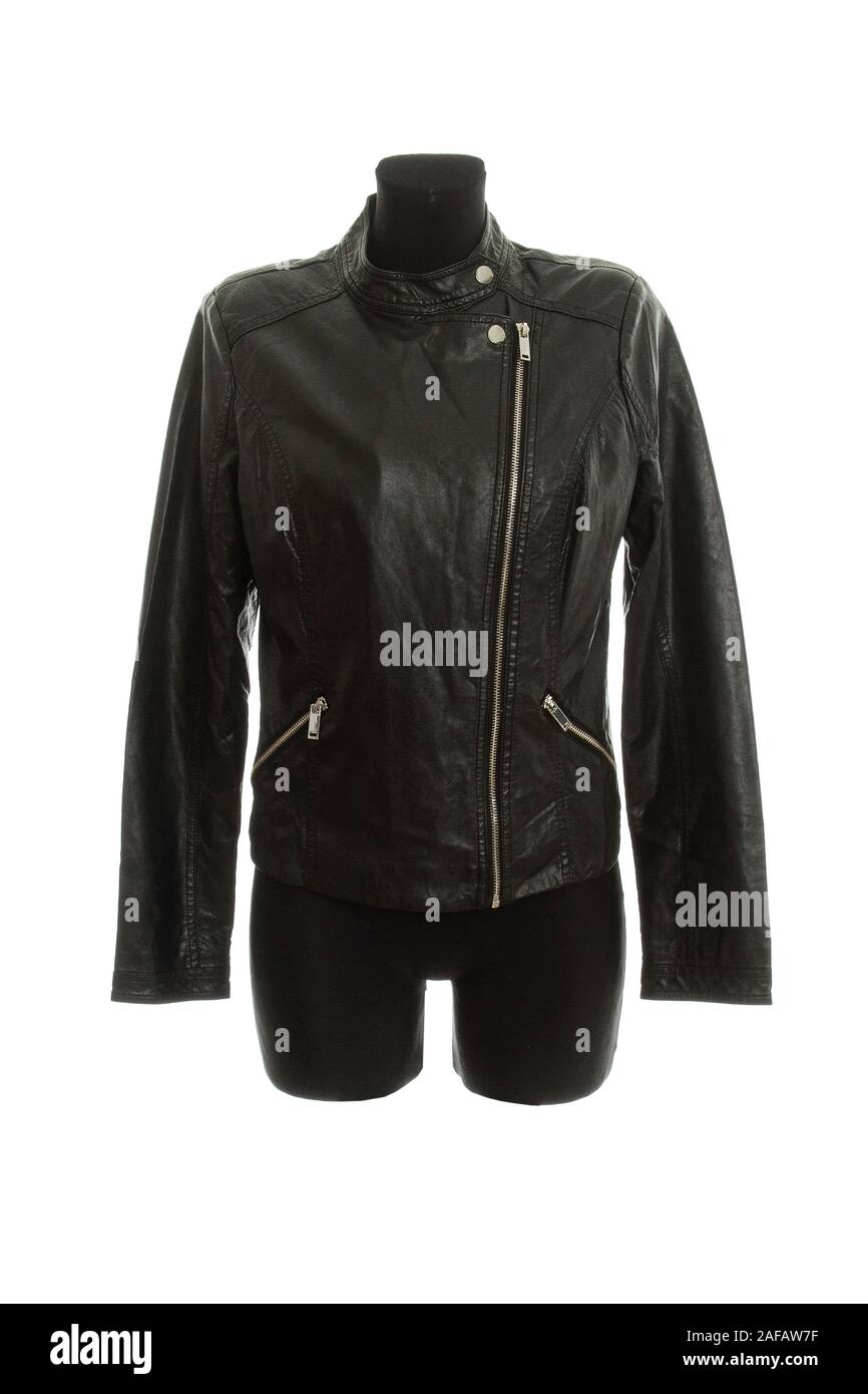 Lederjacke. Auf weissem Hintergrund Stockfoto
