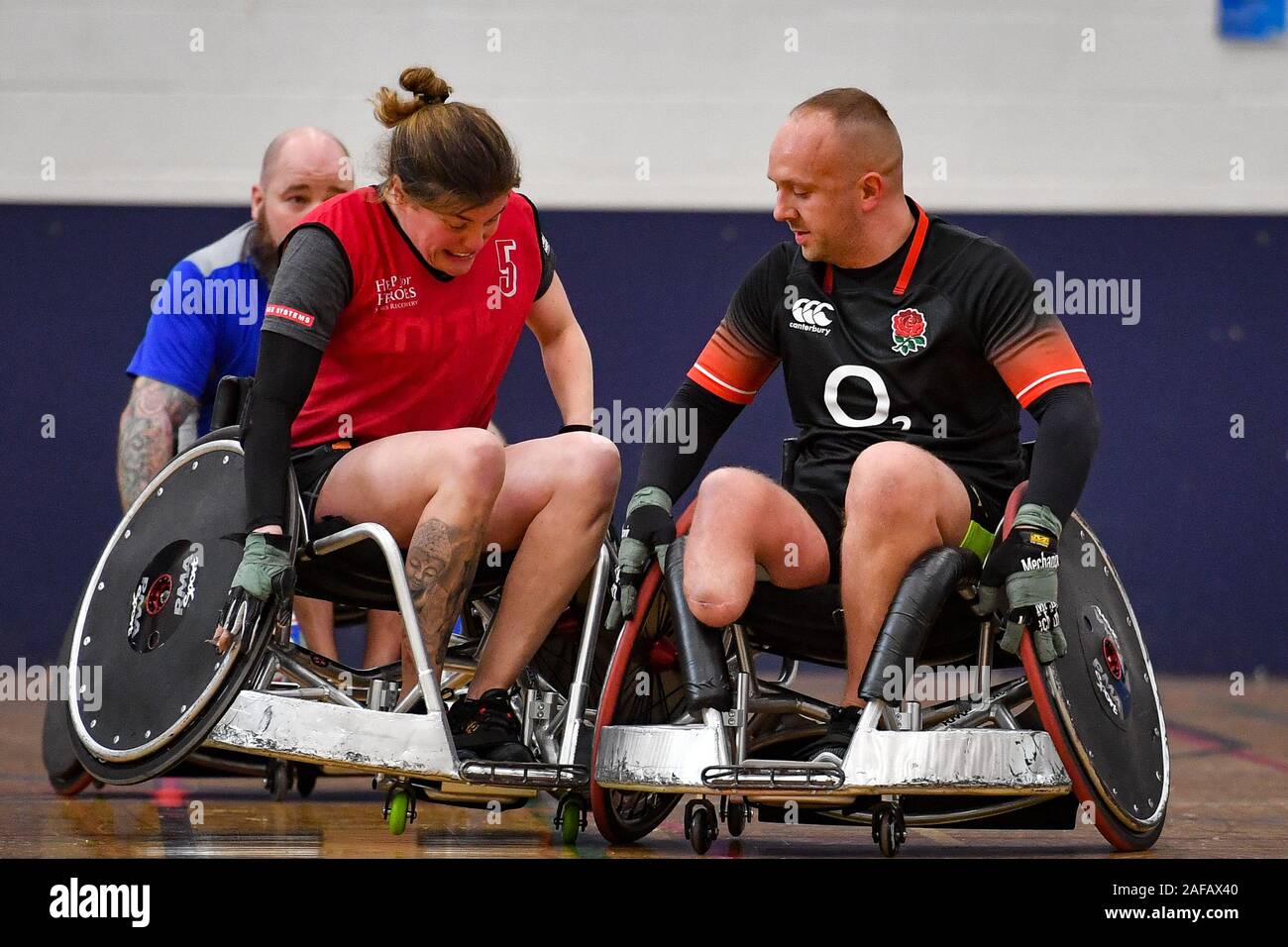 Team UK Rollstuhl während einer Trainingseinheit vor der Invictus Games Den Haag im Mai nächsten Jahres. Stockfoto