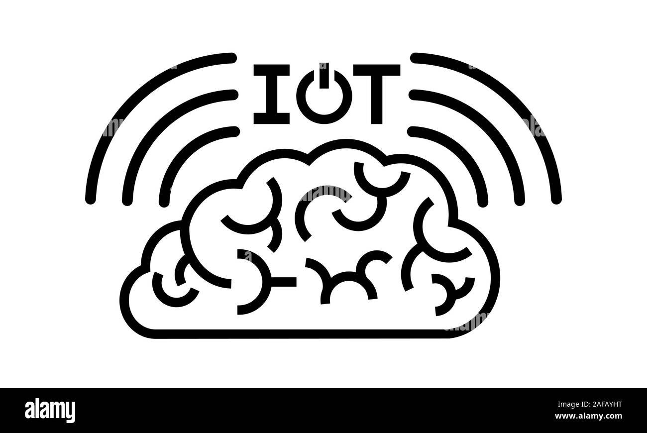 Iot Symbol flache Bauweise, schwarz isoliert, Silhouette auf weißem Hintergrund. 5G-Verbindung, Internet der Dinge Stock Vektor