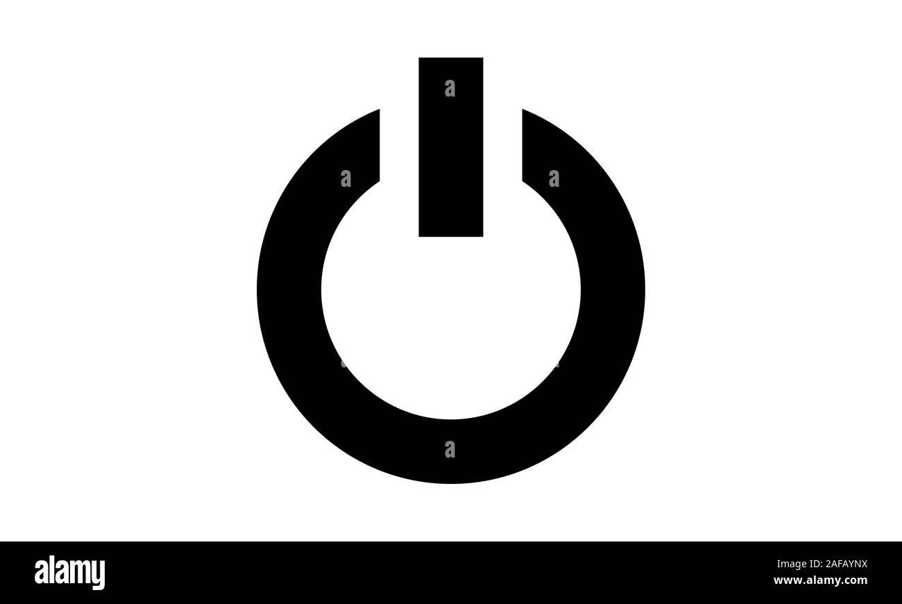 Auf das Symbol Power vector Taste schwarz auf weißem Hintergrund. Melden Sie sich einfach flach Stock Vektor