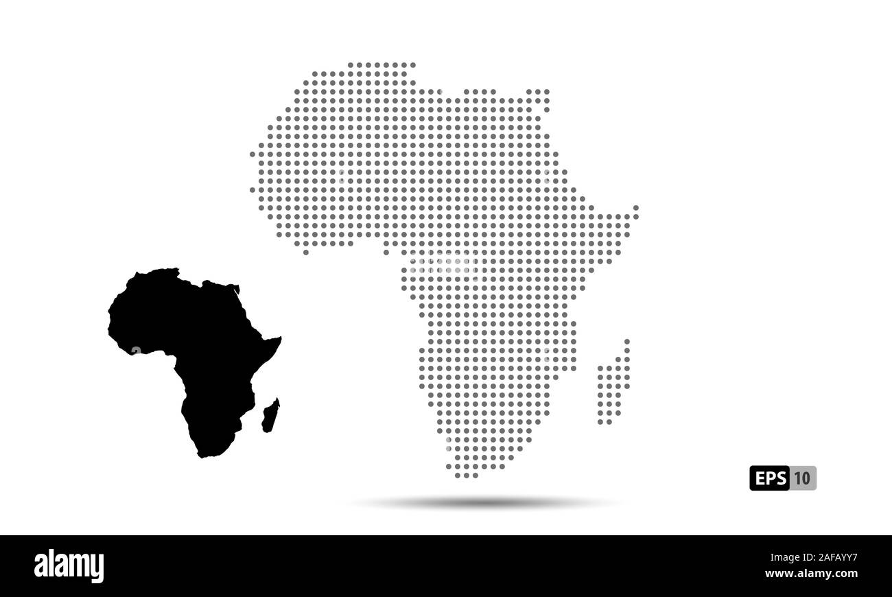 Afrika Karte Vektor gepunktete isoliert Silhouette grau, und einfach schwarz Afrika Karte Silhouette Stock Vektor