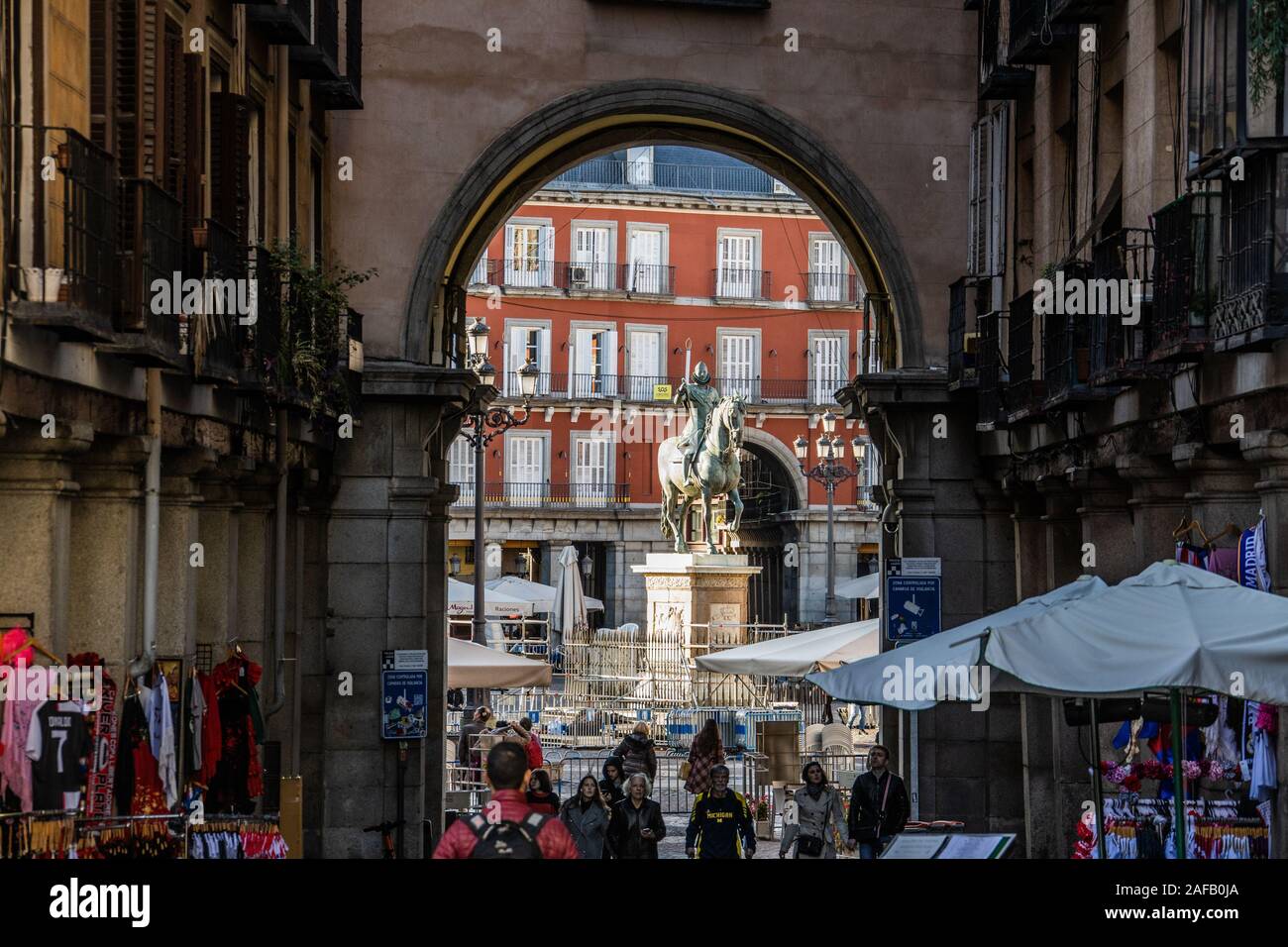 Reiterstandbild von Philipp III., Plaza Mayor, Madrid, Spanien Stockfoto