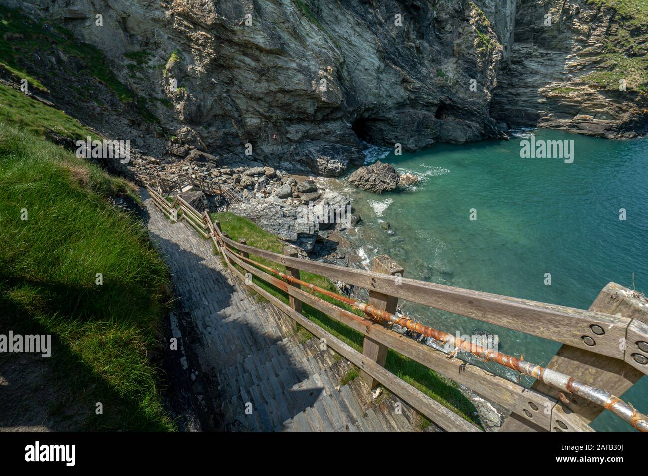 Tintagel Castle Ruine in South Cornwall verbunden mit der Legende von König Arthur, National Trust, England, Vereinigtes Königreich, Großbritannien Stockfoto