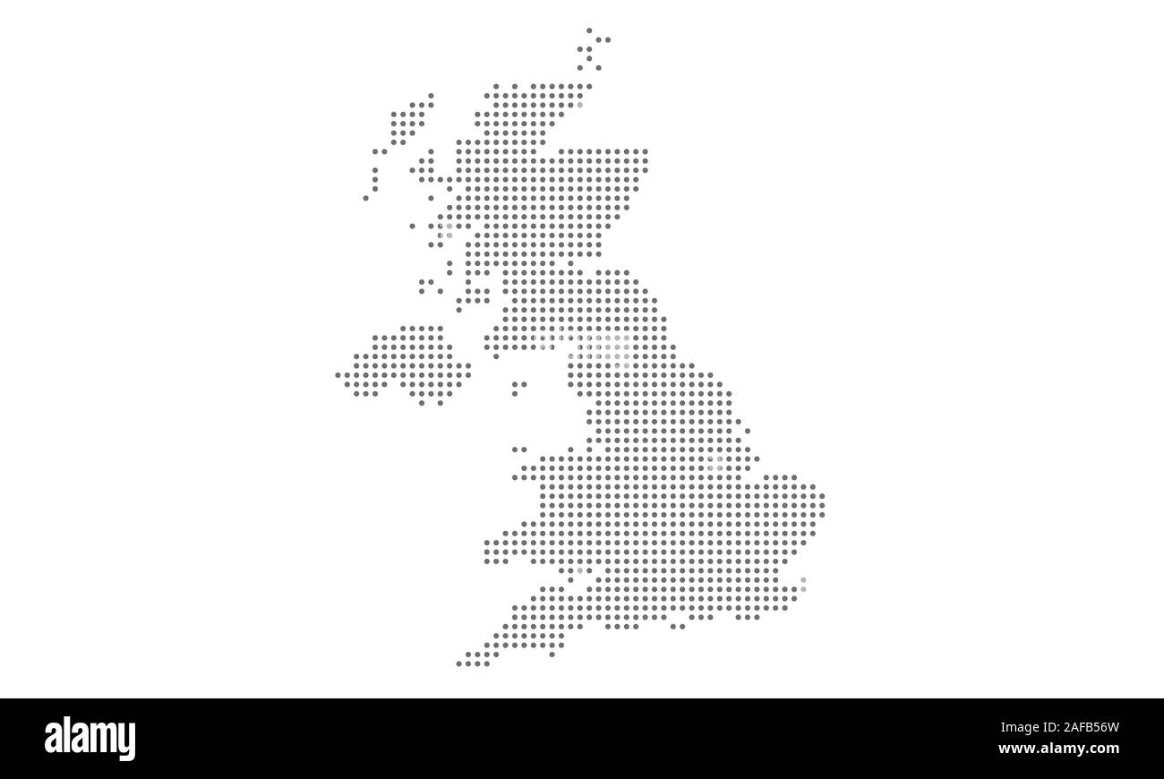 Großbritannien Karte Vektor punktiert, isolierte Hintergrund. Flache graue Schablone für Website Muster, Geschäftsbericht, Infografik. Großbritannien Karte punktiert. England Karte Stock Vektor