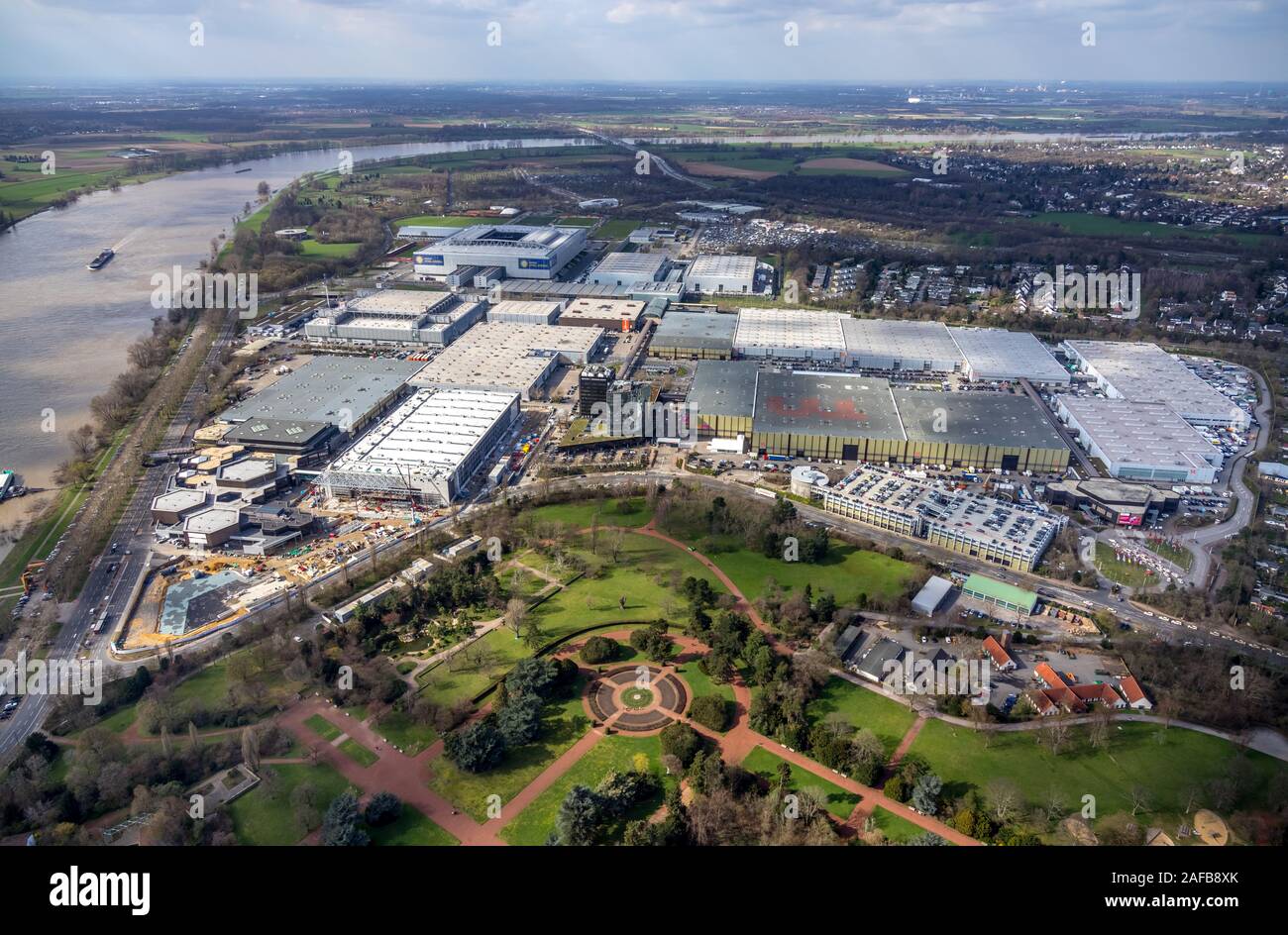 Luftbild, MERKUR SPIEL-ARENA, Messe Düsseldorf am Rhein, Neubau, Düsseldorf, Rheinland, Nordrhein-Westfalen, Deutschland, DE, Europa Stockfoto