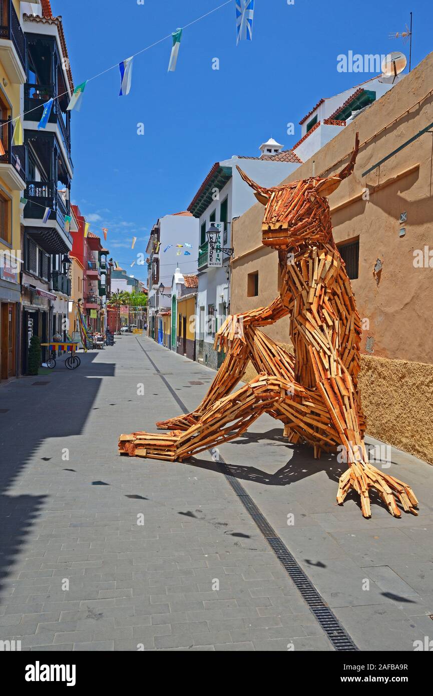 Kunstobjekt in Den Gassen in Puerto De La Cruz, Teneriffa, Kanarische Inseln, Spanien Stockfoto