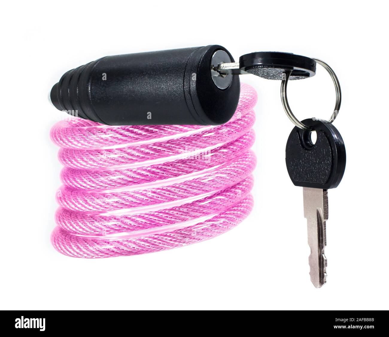 Fahrradschloss rosa für Fahrrad mit Schlüssel isoliert auf weißem  Hintergrund Stockfotografie - Alamy