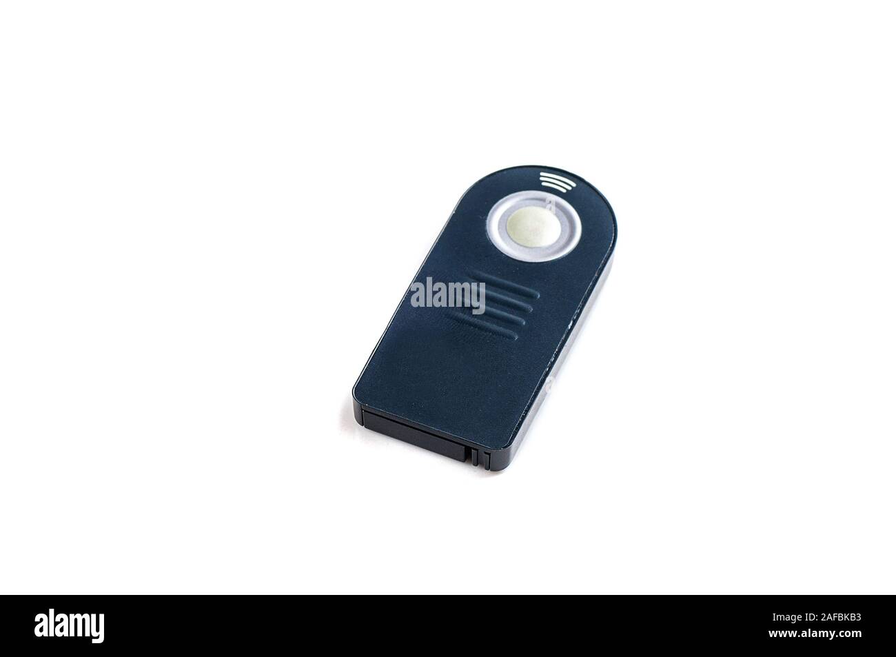 Kabellose Fernbedienung für DSLR-Kamera. Auf weissem Hintergrund Stockfoto
