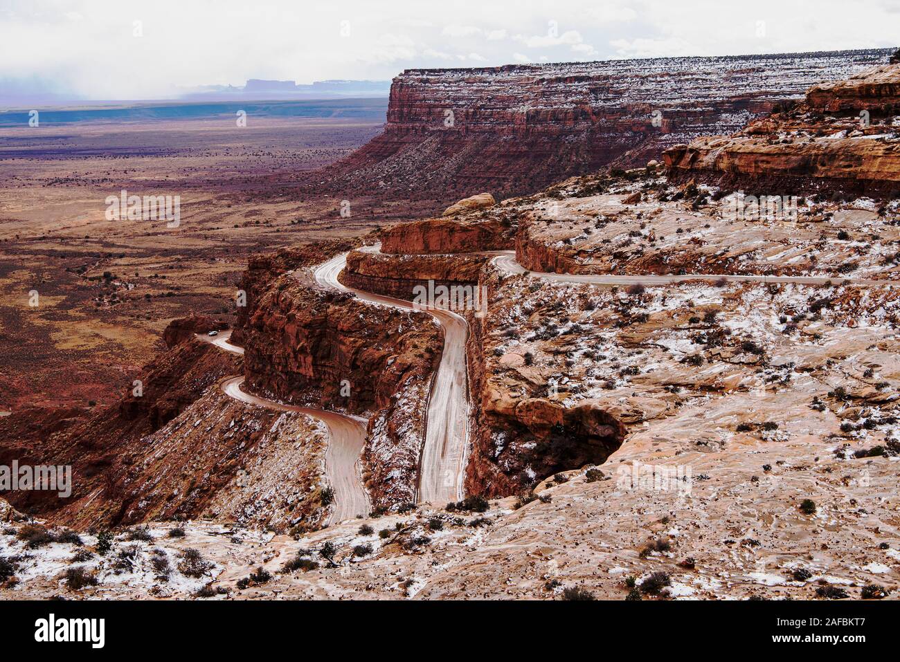 Mokee Dugway bis zu Cedaar Mesa im San Juan County, USA Stockfoto