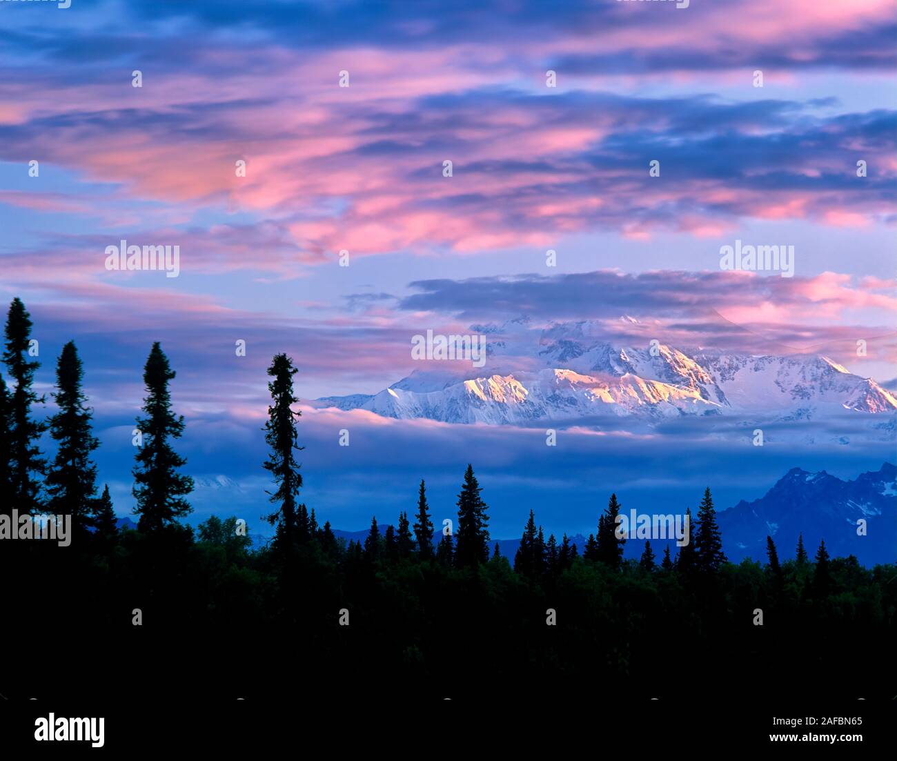 Sonnenaufgang auf dem Mt. McKinley, Alaska. Stockfoto