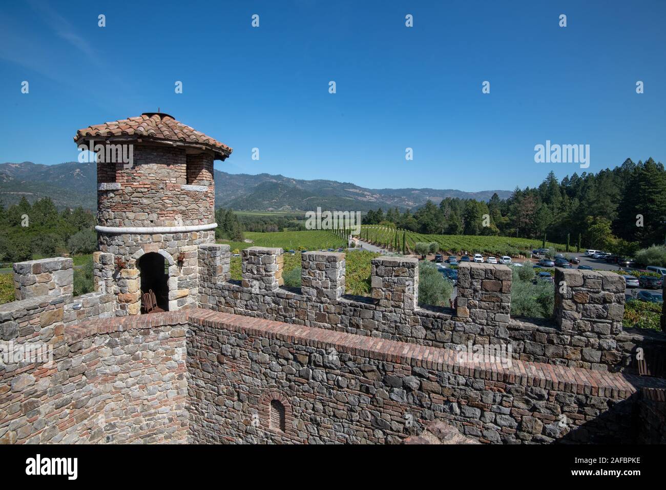 CASTELLO DI AMOROSA Winery, Calistoga, Napa Valley, Kalifornien, USA Stockfoto