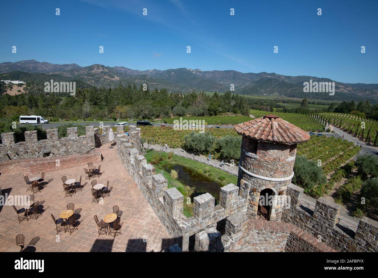 CASTELLO DI AMOROSA Winery, Calistoga, Napa Valley, Kalifornien, USA Stockfoto