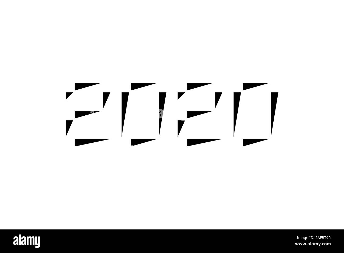 Winter 2020. Frohes neues Jahr. Design template Konfetti von schwarze Dreiecke auf weißem Hintergrund. Vector Illustration für dec Stock Vektor