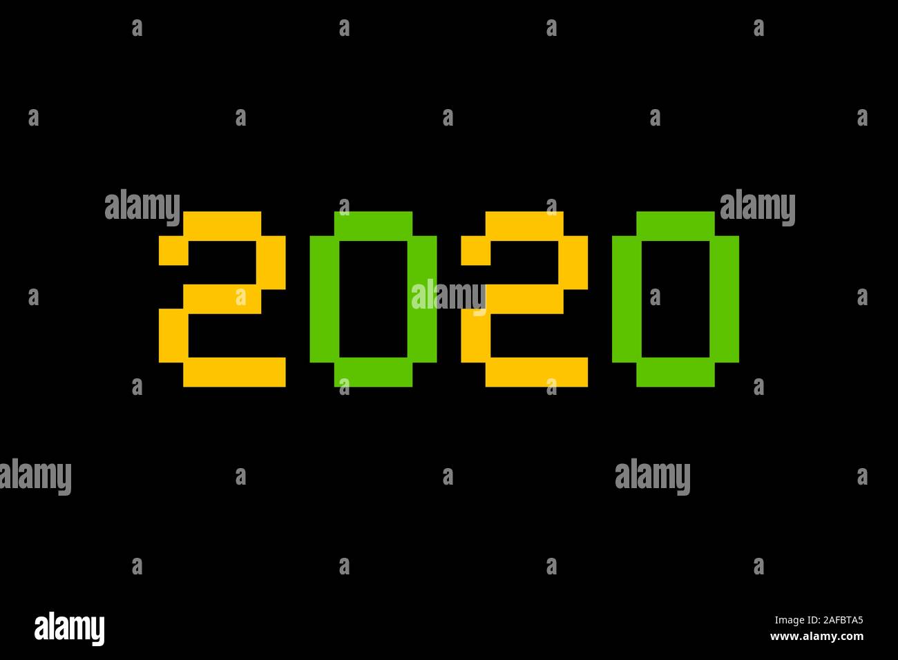 Anzahl Inschrift 2020. Frohes Chinesisches Neues Jahr der Ratte. Grußkarte Design Template in Pixel kunst Bitmapformat für Winterurlaub. Festliche Banne Stock Vektor
