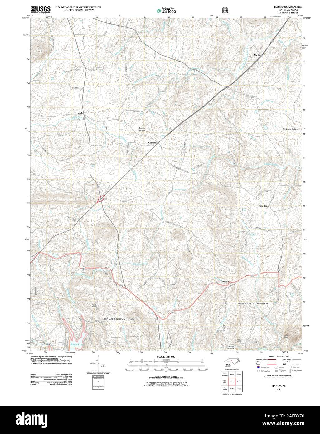 USGS TOPO Karte North Carolina NC-Handy 20110608 TM Wiederherstellung Stockfoto