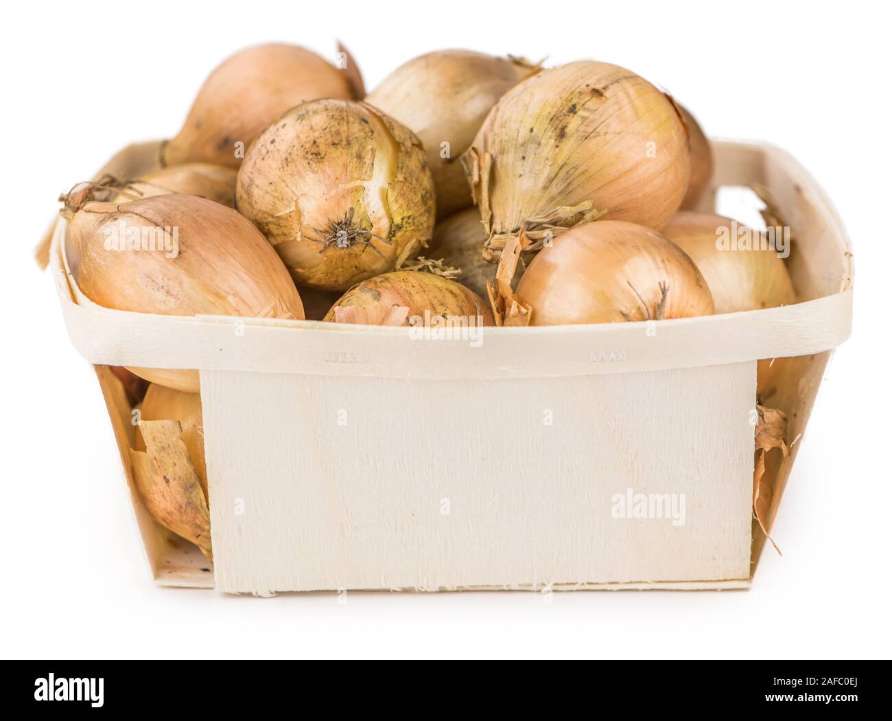 Weiße Zwiebeln auf weißem Hintergrund, selektiver Fokus, Nahaufnahme Stockfoto