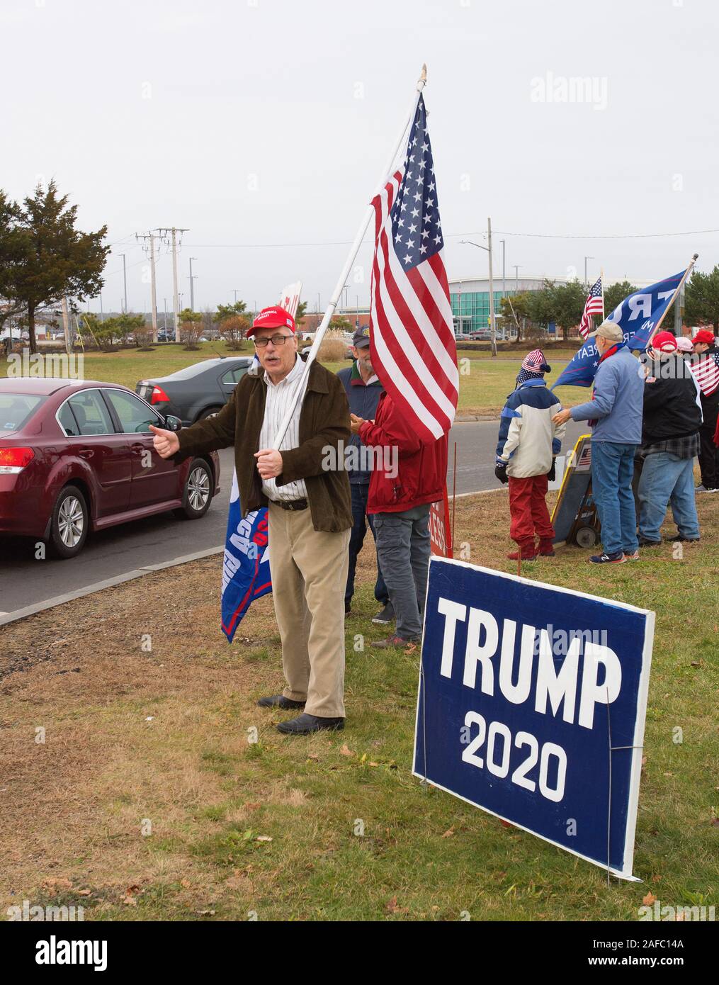 Ein pro Trump politische Kundgebung in Hyannis, Massachusetts, auf Cape Cod, USA Stockfoto