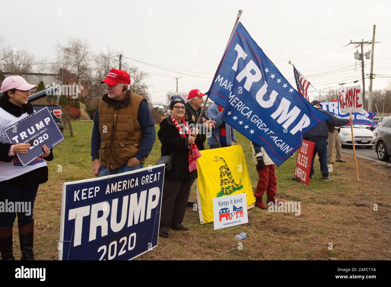 Ein pro Trump politische Kundgebung in Hyannis, Massachusetts, auf Cape Cod, USA Stockfoto