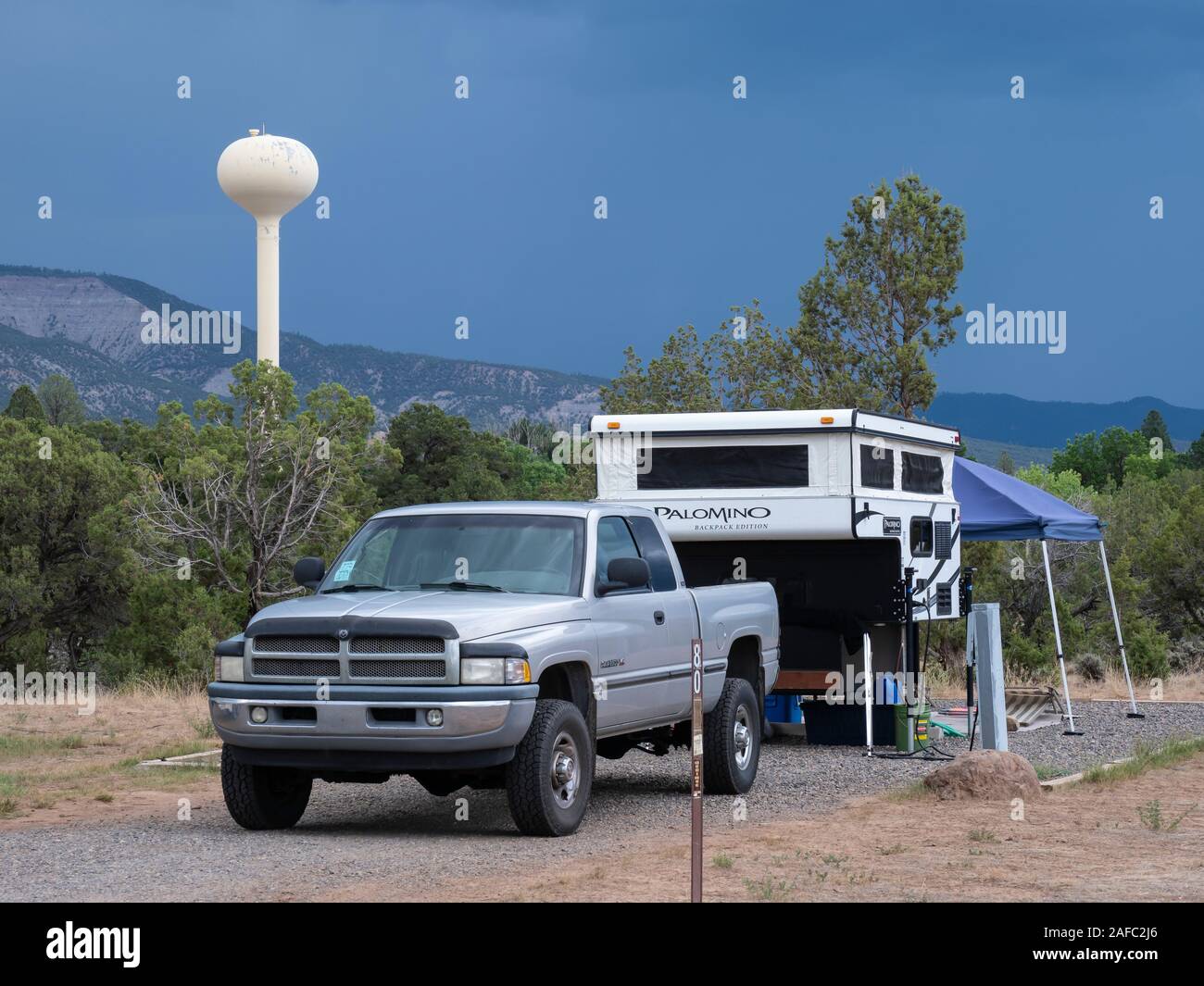 Camper in Navajo Lake State Park, Arboles, Colorado. Stockfoto