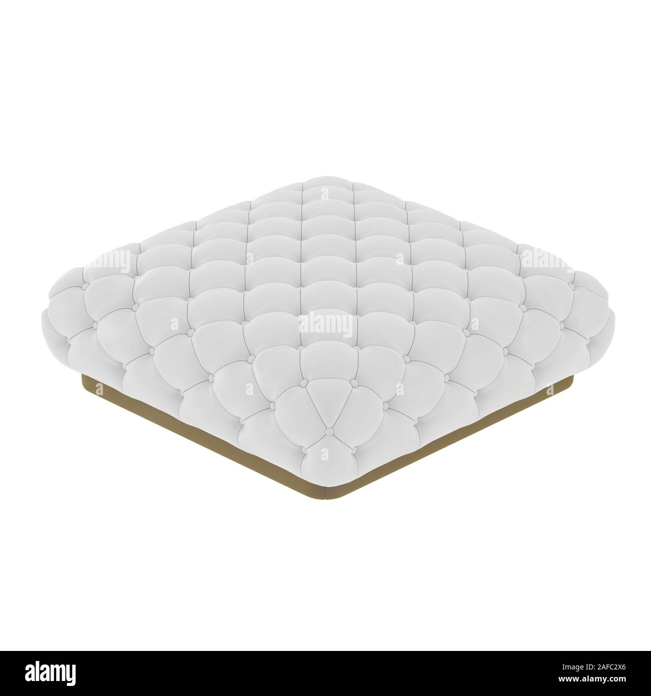 Weiß gestepptem Square leder Puff auf weißem Hintergrund. 3D-Rendering Stockfoto