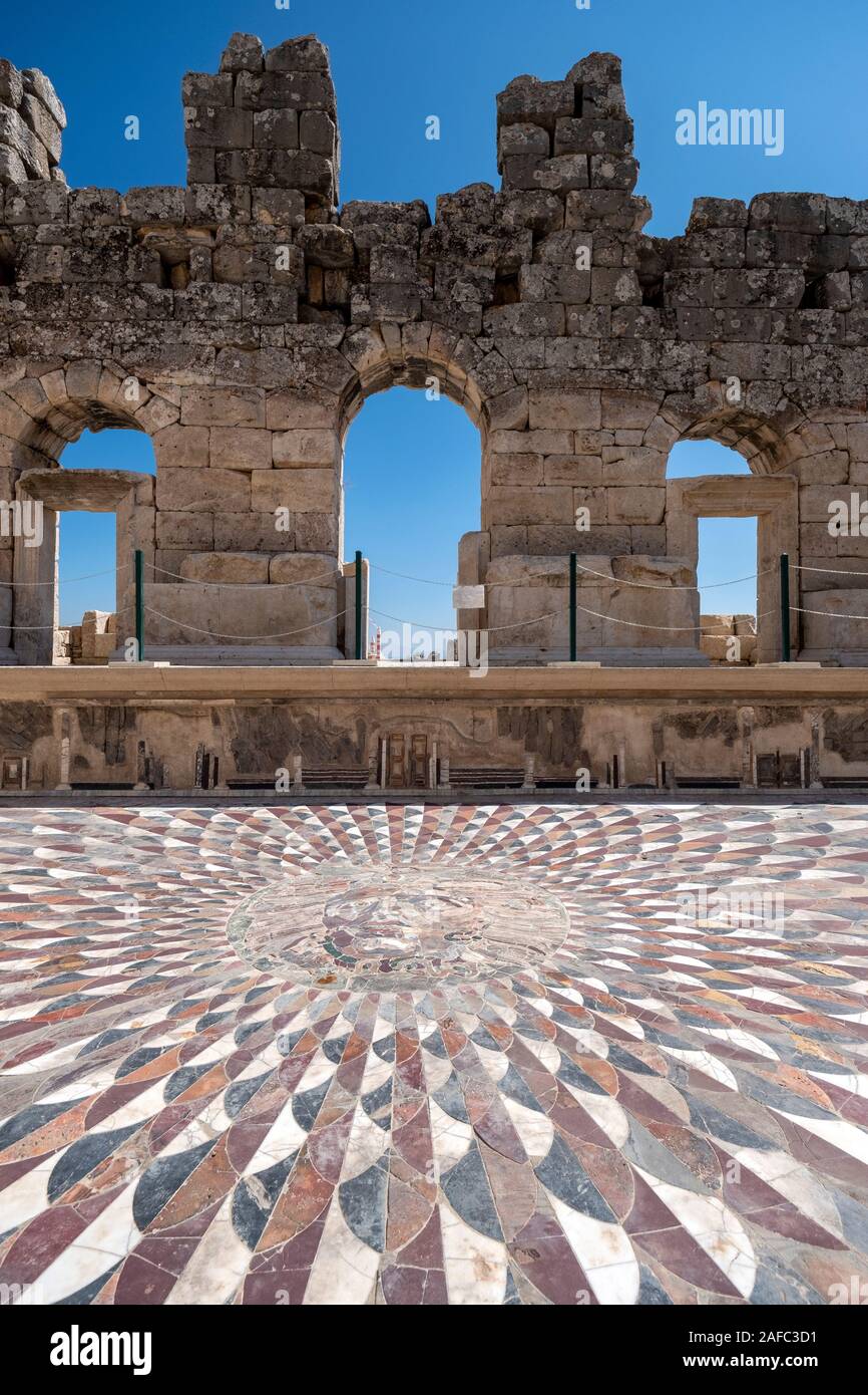 Mosaik von Odeon im Kibyra antike Stadt, Burdur, Türkei. Stockfoto