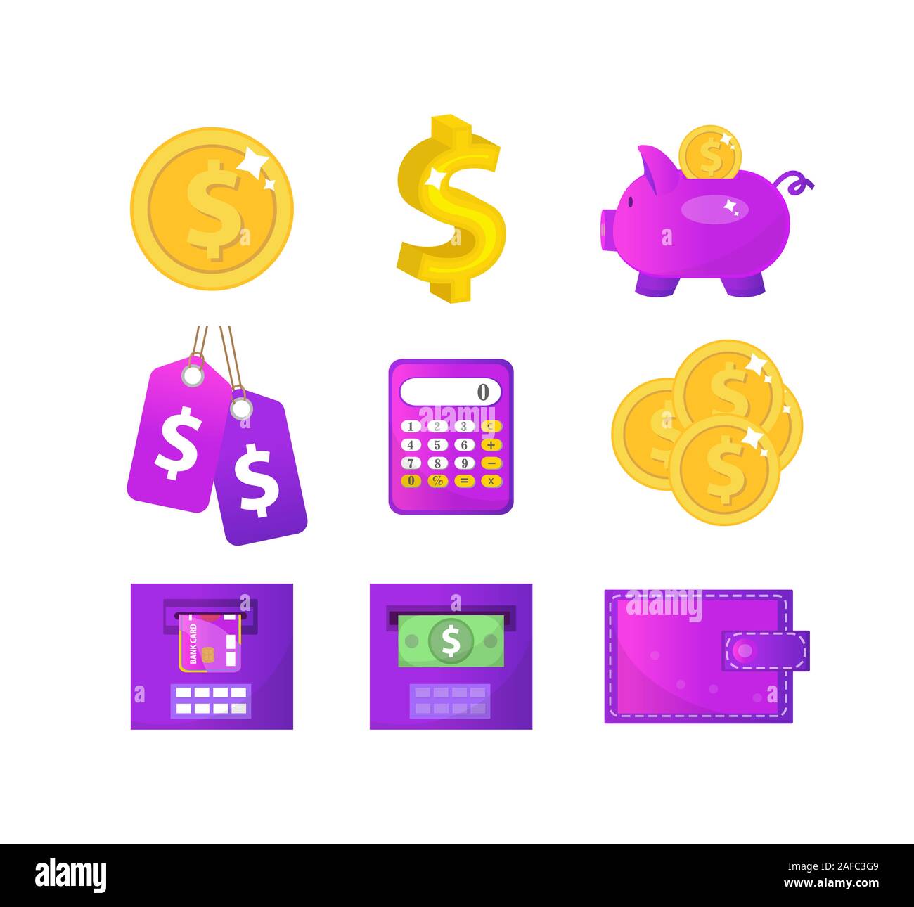Geld und Finanzen Icons, modernen Stil. Finance icons Collection auf weißem Hintergrund. Geld für Web und Mobile Anwendung eingestellt ist. Bank Stock Vektor