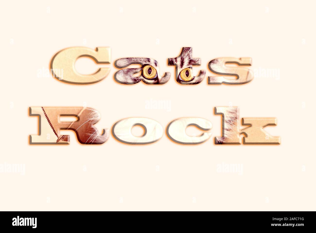 Cats Rock - Text mit Bild einer Katze, die Briefe, für die sofortige Web, Print geeignet, professionellen oder persönlichen Gebrauch Stockfoto