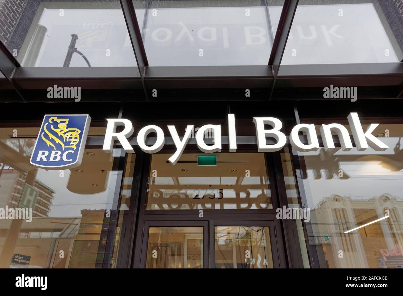 Königliche Bank von Kanada RBC Zeichen auf der South Granville Street Vancouver, BC, Kanada Stockfoto