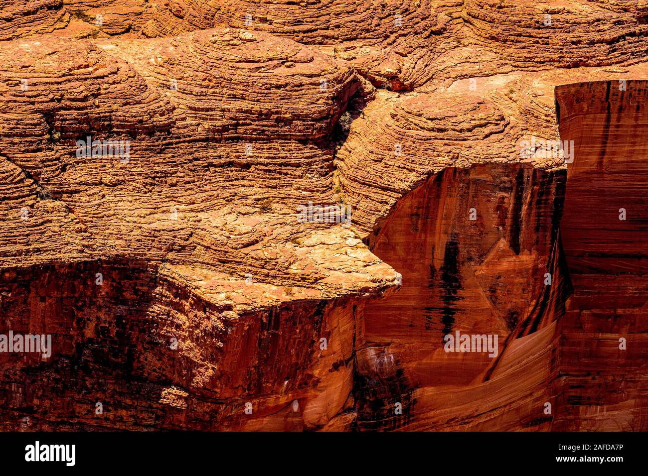 Die senkrechte Felswand des legendären Kings Canyon in einem abgelegenen Teil des Northern Territory, Australien Stockfoto