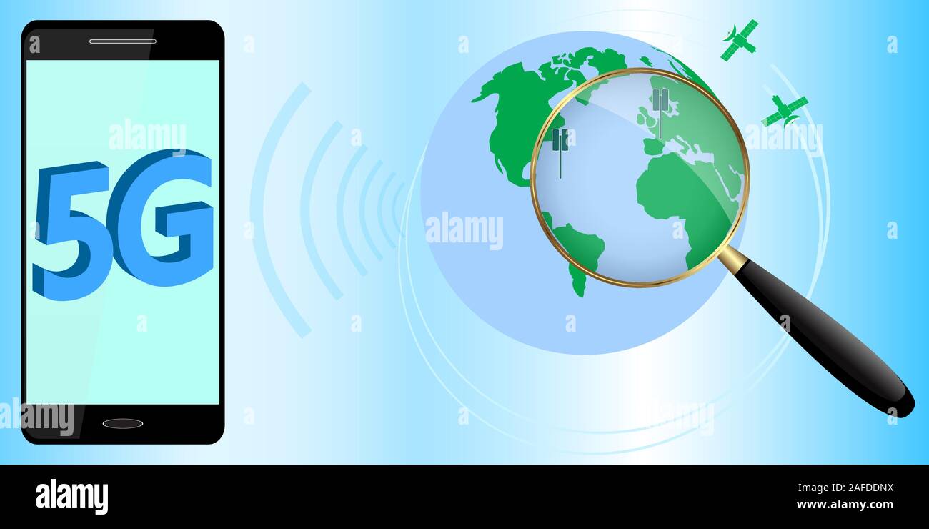 5G-Technologie. 5G Geschwindigkeit vektor Illustration. Stock Vektor