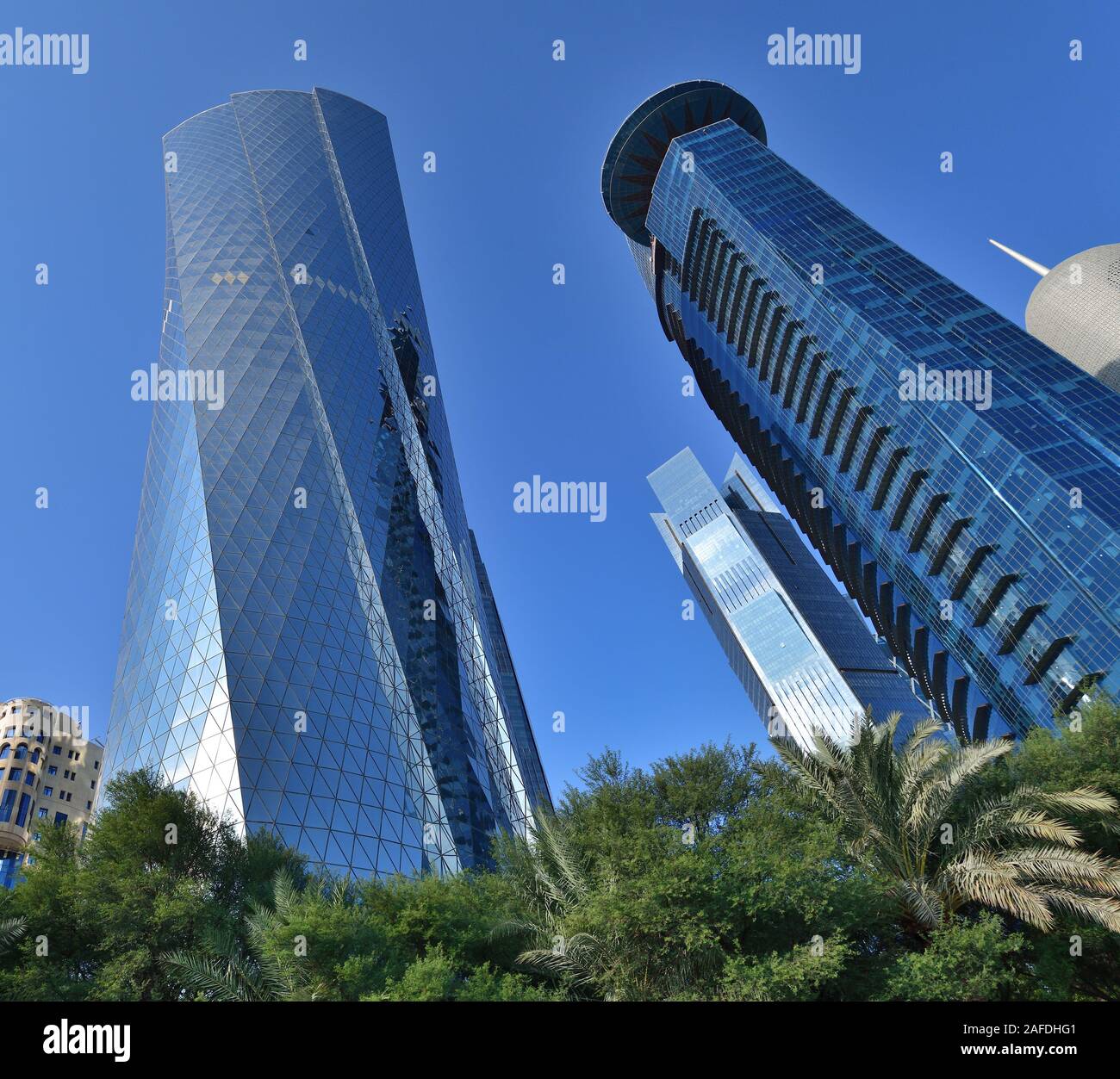 Doha, Qatar, Nov 24. 2019. Al Bidda Turm und World Trade Center am Himmel Hintergrund Stockfoto