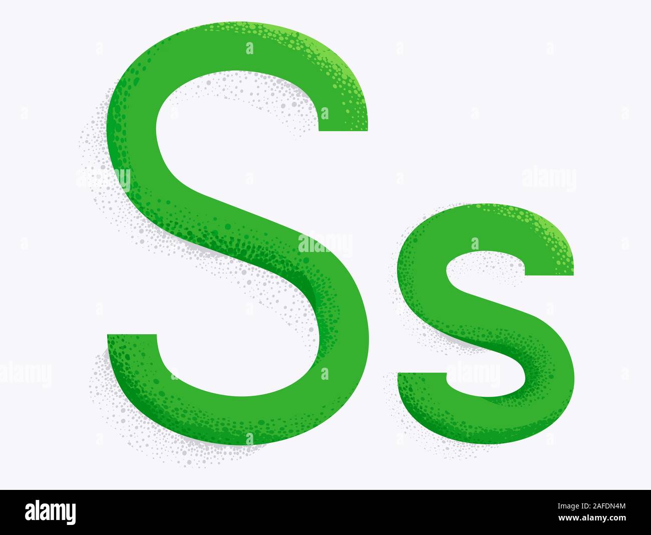 Abbildung: Dekorative Alphabet mit Kapital und kleinen Buchstaben S und Staubpartikel Wirkung Stockfoto