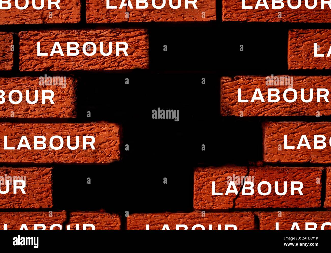 Die Parlamentswahlen 2019 sahen eine Niederlage der Labour Party und den Bruch der Roten Mauer in traditionellen Hochburgen in den Wahlkreisen Nord- und Midlands. Stockfoto