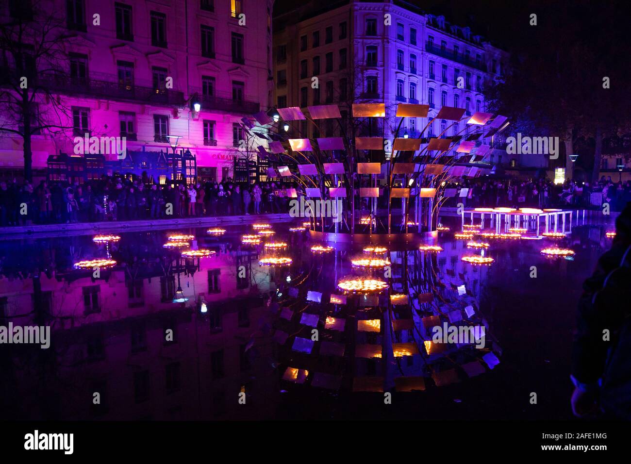 Fête des Lumières - Ville de Lyon - Jährliches Festival der Lichter in Lyon, Frankreich - Fete des Lumières - Dezember 2019 Stockfoto