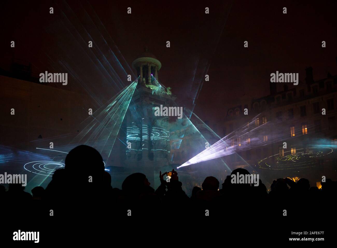 Fête des Lumières - Ville de Lyon - Jährliches Festival der Lichter in Lyon, Frankreich - Dezember 2019 Stockfoto