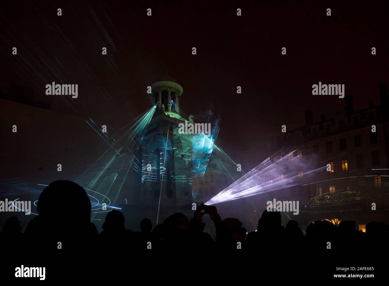 Fête des Lumières - Ville de Lyon - Jährliches Festival der Lichter in Lyon, Frankreich - Dezember 2019 Stockfoto