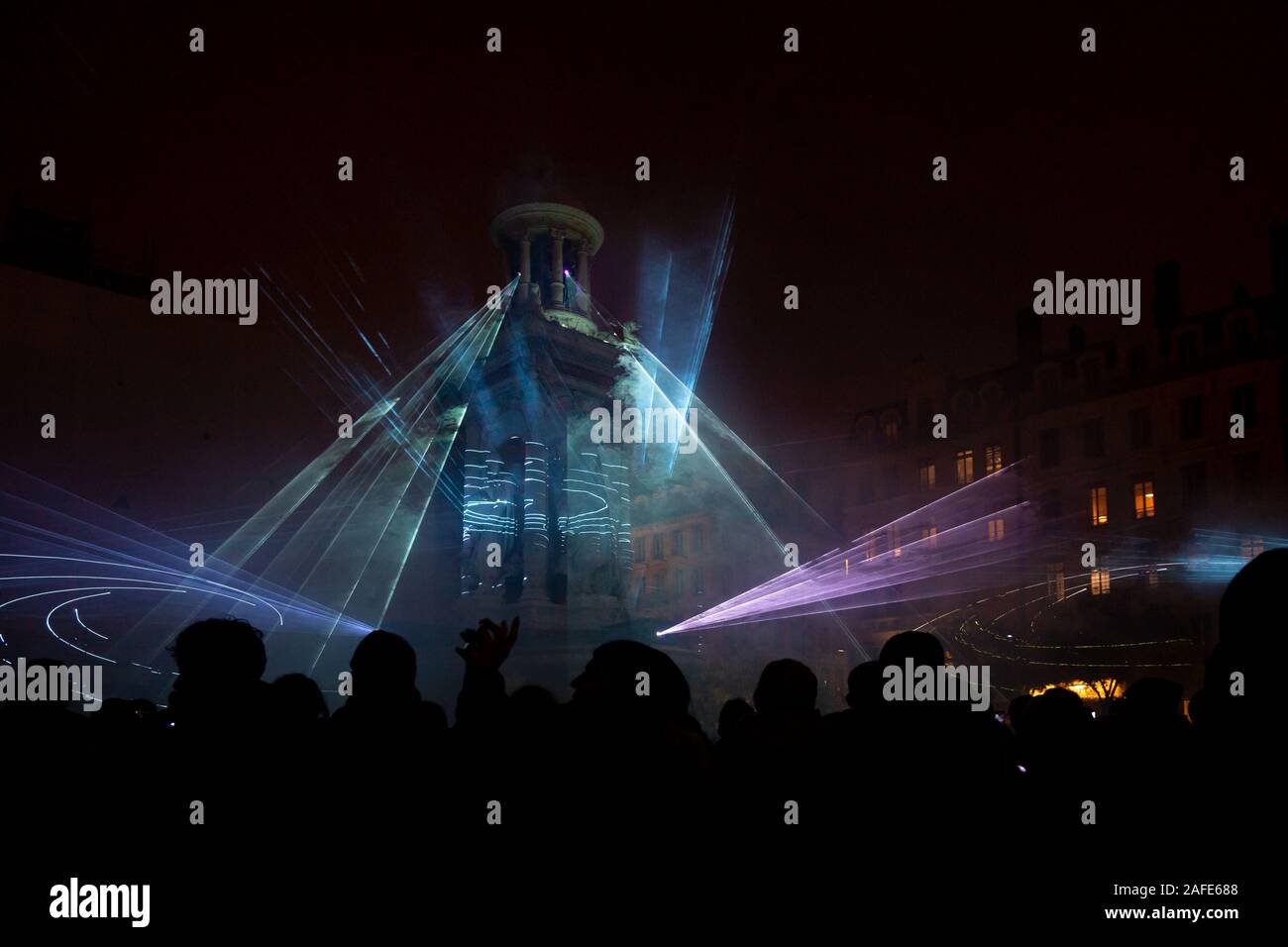 Fête des Lumières - Ville de Lyon - Jährliches Festival der Lichter in Lyon, Frankreich - Dezember 2019 Stockfoto
