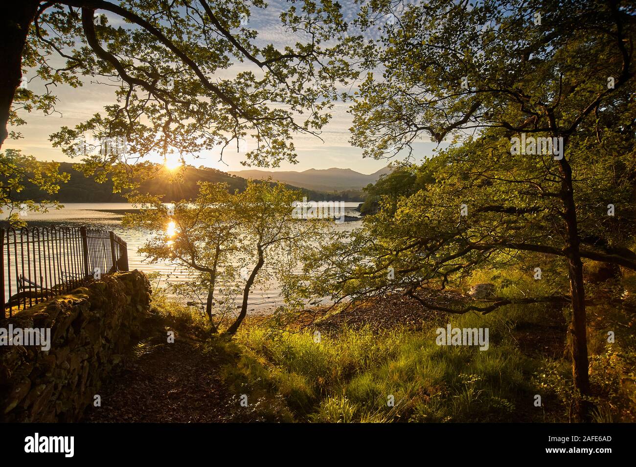 Coniston Water auf einem warmen Sommern Nacht, der Nationalpark Lake District, Cumbria, England, UK, GB. Stockfoto