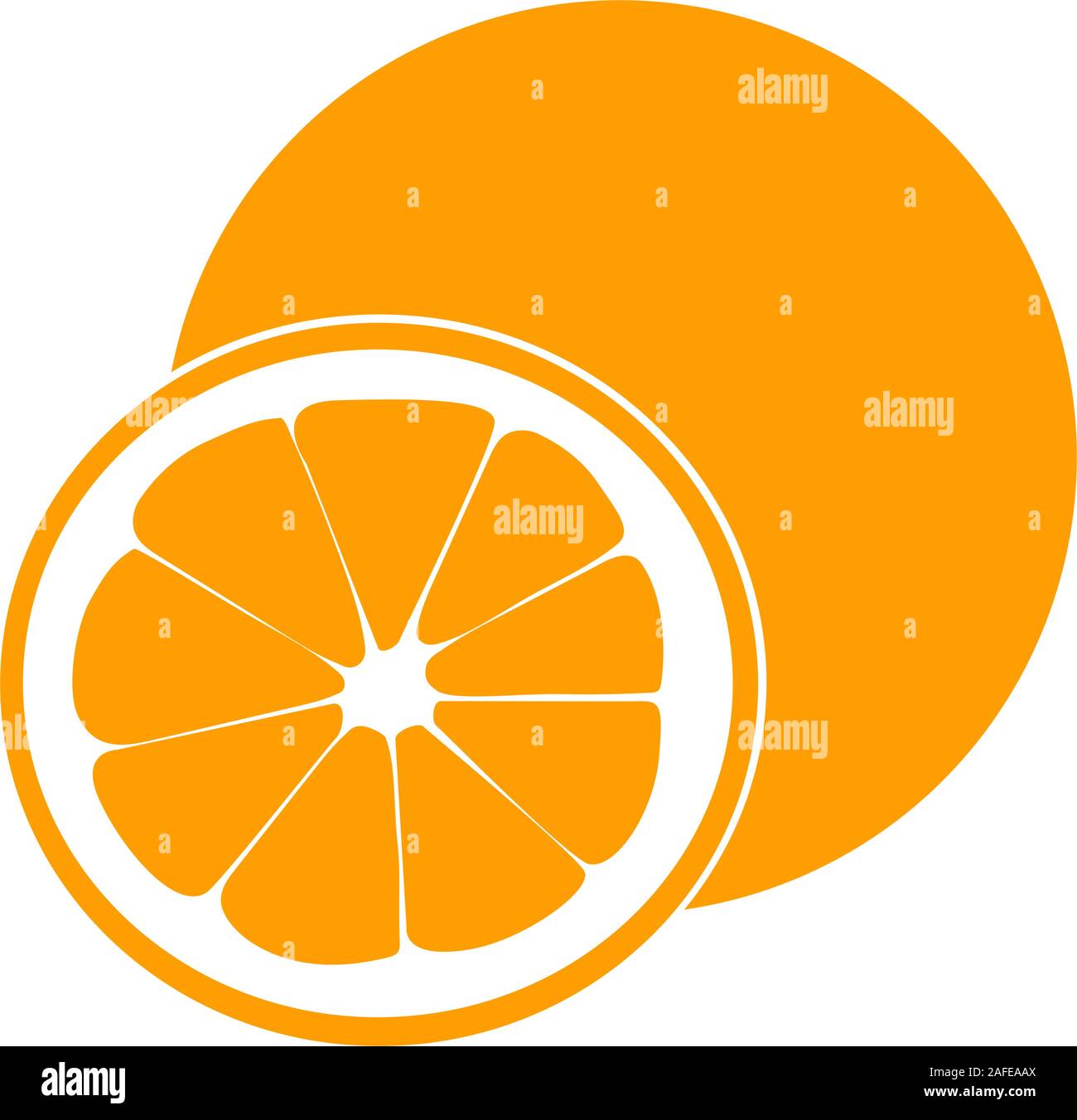 Orange Frucht mit Blatt und Slice. Vector Illustration Stock Vektor