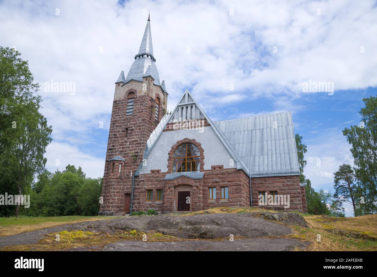 Alte Evangelische Kirche close-up auf einem Juni Tag. Melnikovo, Leningrad Region. Russland Stockfoto