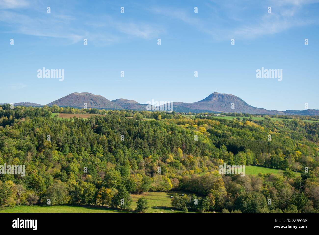 Kette der Vulkane der Auvergne als UNESCO Weltkulturerbe seit Juli 2018 Stockfoto