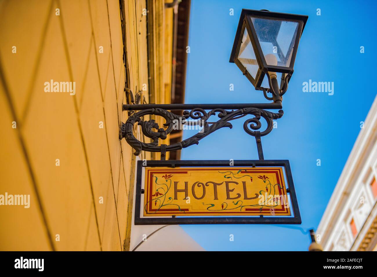 Hotelschild Stockfoto