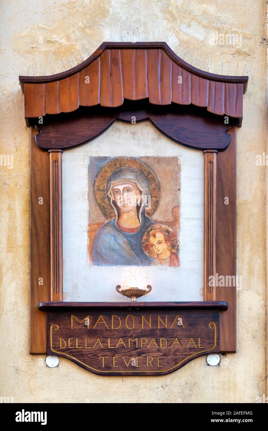 Die Madonna della Lampada auf der Tiberinsel, Rom Italien. Stockfoto
