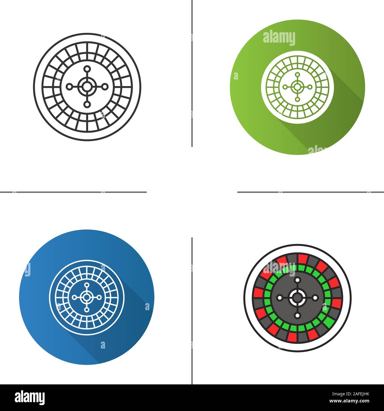 Roulette Symbol. Flache Bauweise, lineare und Farbe Stile. Casino. Isolierte Vektorgrafiken Stock Vektor