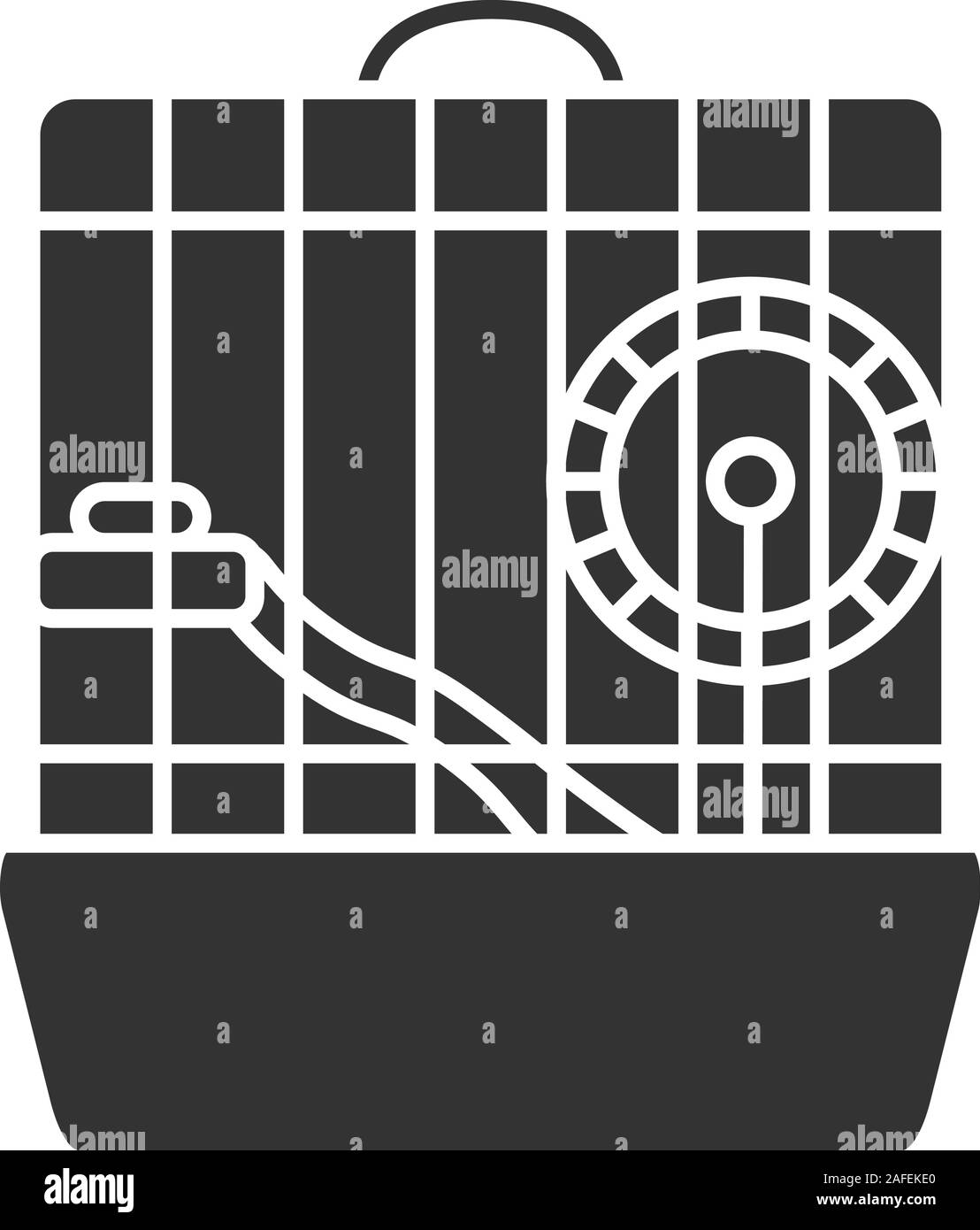 Hamster Käfig glyph Icon. Nagetier Rad. Silhouette Symbol. Negativer Platz. Vektor isoliert Abbildung Stock Vektor