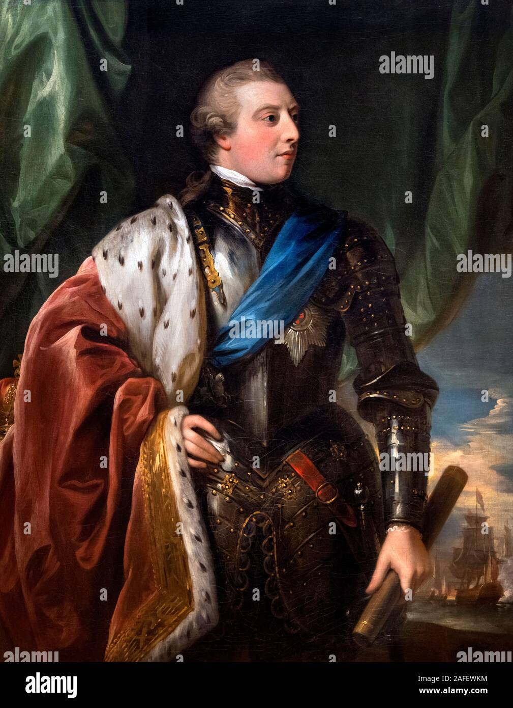 Georg III. (1738–1820). Porträt von König Georg III., Gemälde von Benjamin West (1738-1820), Öl auf Leinwand, 1783 Stockfoto
